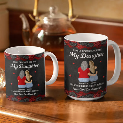 I Smile Because You Are My Daughter - Personalized White Edge-to-Edge Mug