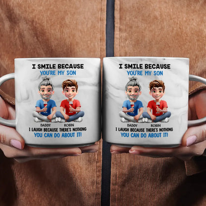 I Smile Because You Are My Daughter Son - Personalized Marble Mug