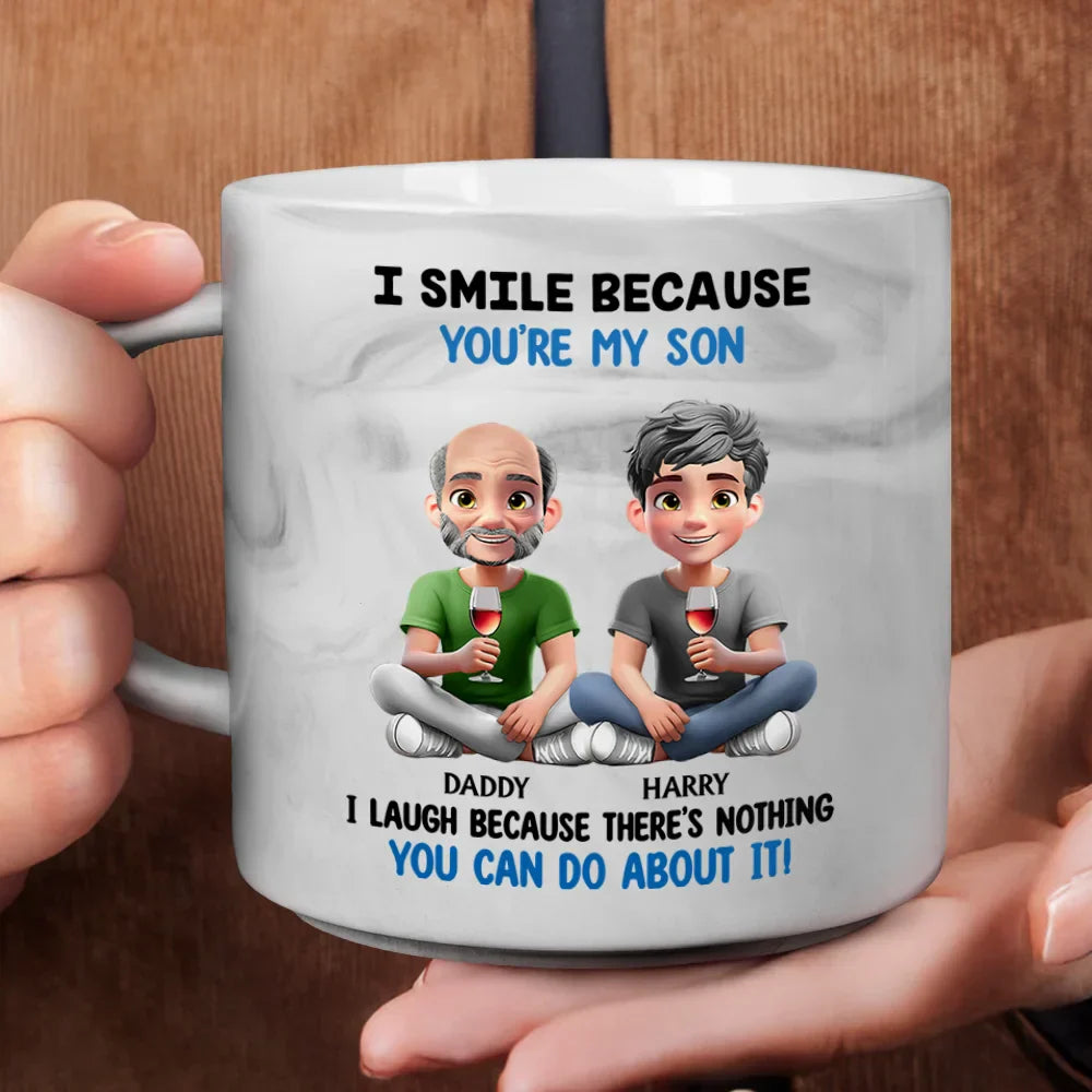 I Smile Because You Are My Daughter Son - Personalized Marble Mug