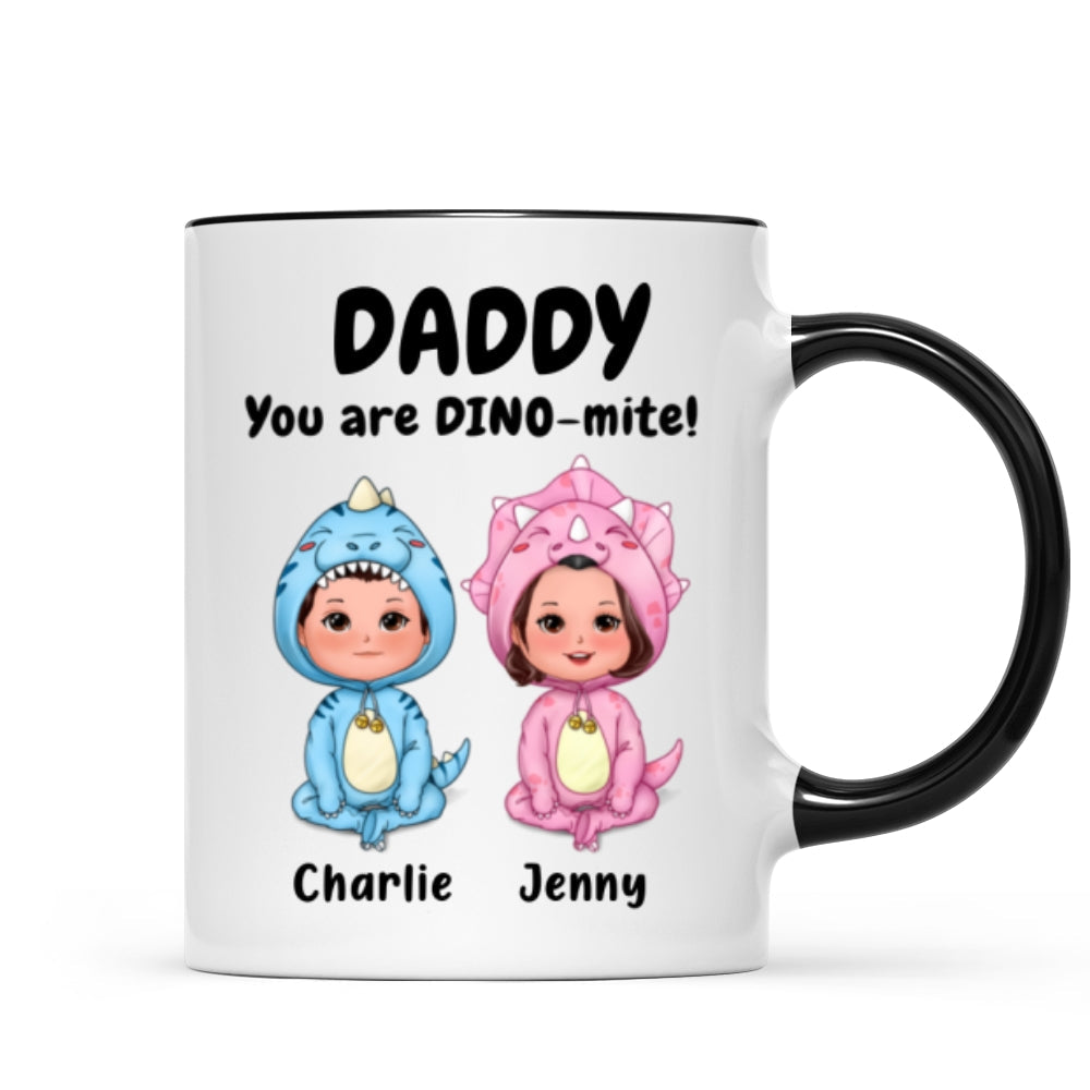 Daddy Mommy Grandpa Grandma You Are DINO-mite Dinosaur Kids Personalized Mug