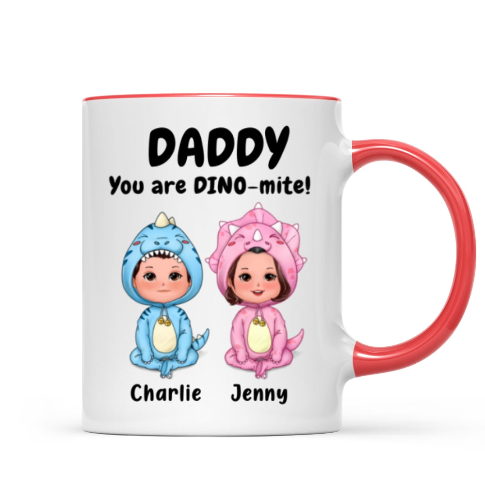 Daddy Mommy Grandpa Grandma You Are DINO-mite Dinosaur Kids Personalized Mug