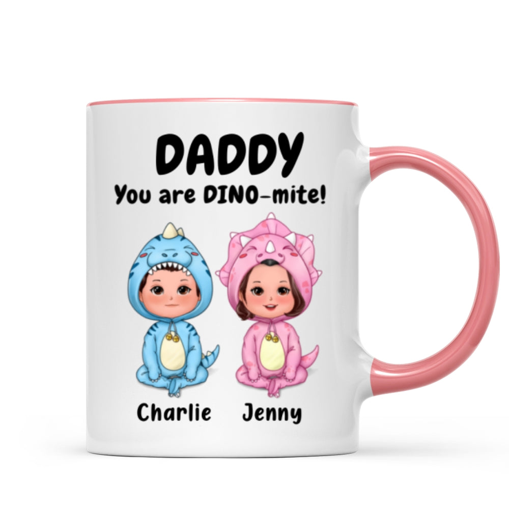 Daddy Mommy Grandpa Grandma You Are DINO-mite Dinosaur Kids Personalized Mug