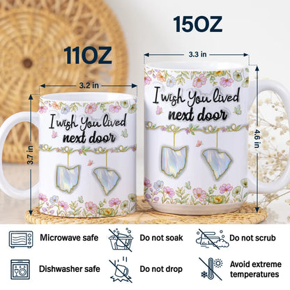 I Wish We Lived Closer 3D Nacre Effect - Personalized White Edge-to-Edge Mug
