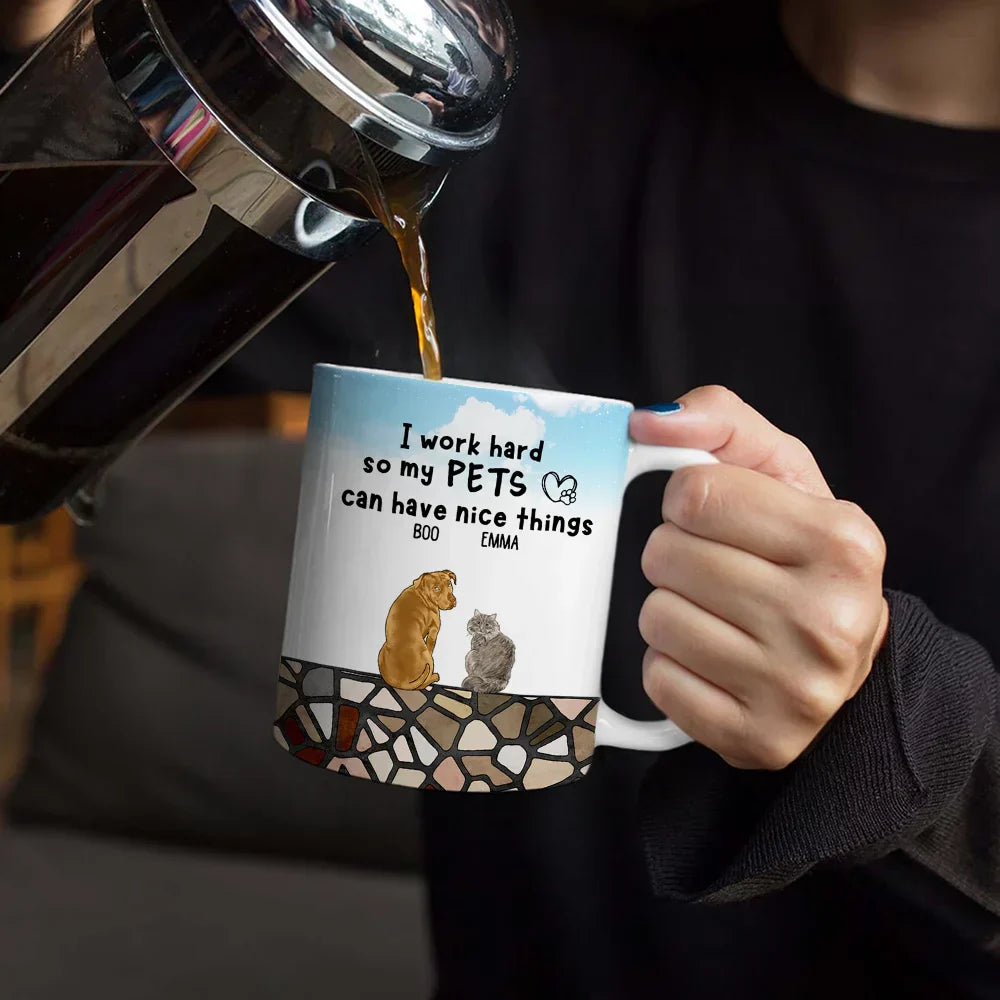 I Work Hard - Personalized White Edge-to-Edge Mug