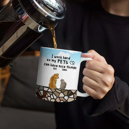 I Work Hard - Personalized White Edge-to-Edge Mug