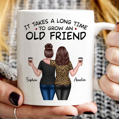 Back View Besties Walking It Takes A Long Time To Grow An Old Friend Personalized Mug, Gift For Best Friends, BFF