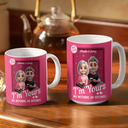 I'm Yours No Returns Or Refunds Toy Box Couple - Personalized White Edge-to-Edge Mug
