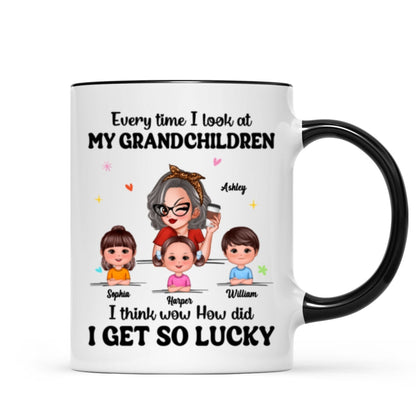 Wow How Did I Get So Lucky Personalized Mug, Gift For Grandma