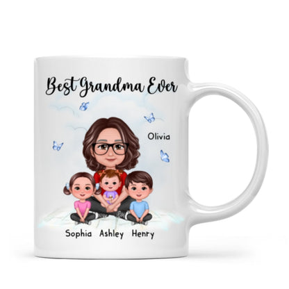 Best Grandma Ever Sitting Crossed Legs Personalized Mug