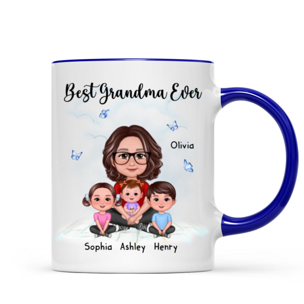 Best Grandma Ever Sitting Crossed Legs Personalized Mug