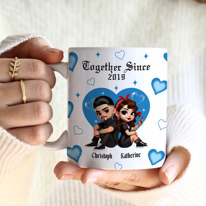 Pretty Couple Roses Heart Together Since Personalized AOP Mug, Gift, Anniversary Gift for Couples