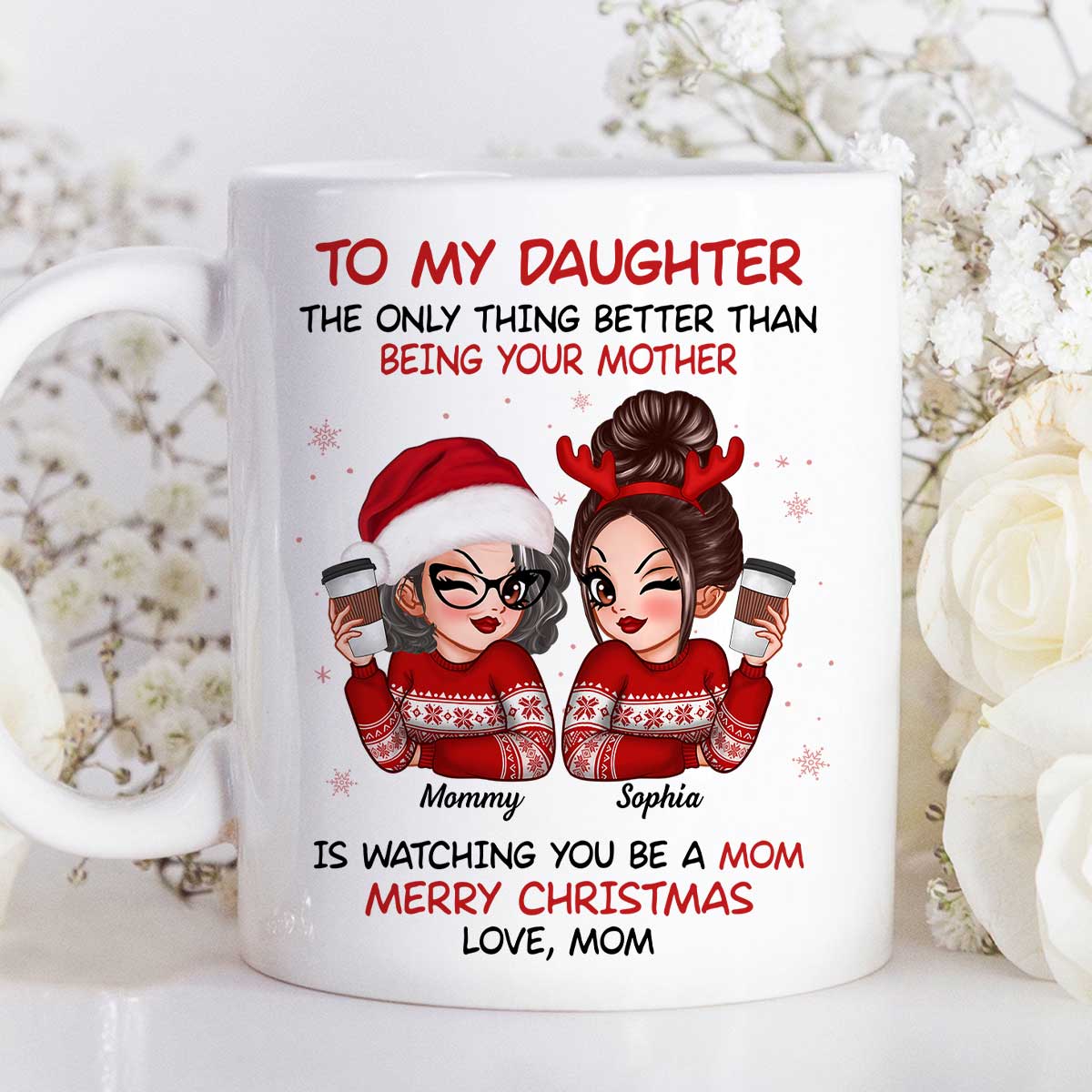 To My Daughter Son Watching You Be A Mom Dad Merry Christmas Personalized Mug, Christmas Gift For Daughters, Sons