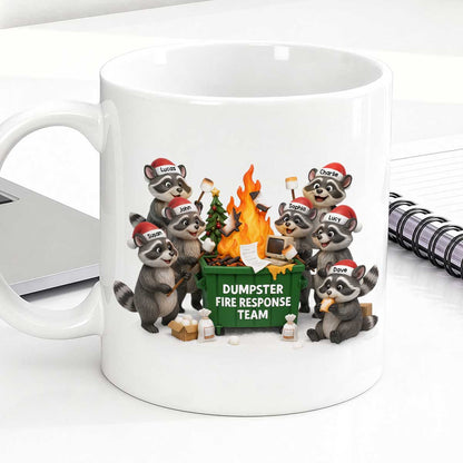Funny Raccoon Dumpster on Fire Response Team - Personalized Mug - Funny Holiday Gift for Coworkers