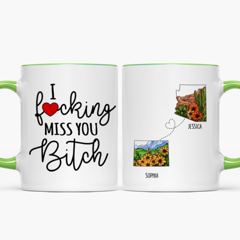 Long Distance Best Friend Moving Gift Watercolor Wildflower State Map Personalized Mug