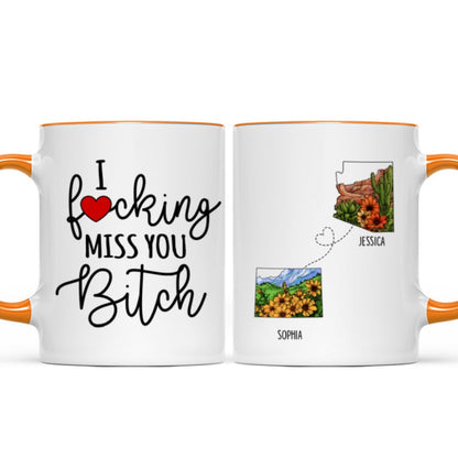 Long Distance Best Friend Moving Gift Watercolor Wildflower State Map Personalized Mug