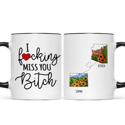 Long Distance Best Friend Moving Gift Watercolor Wildflower State Map Personalized Mug