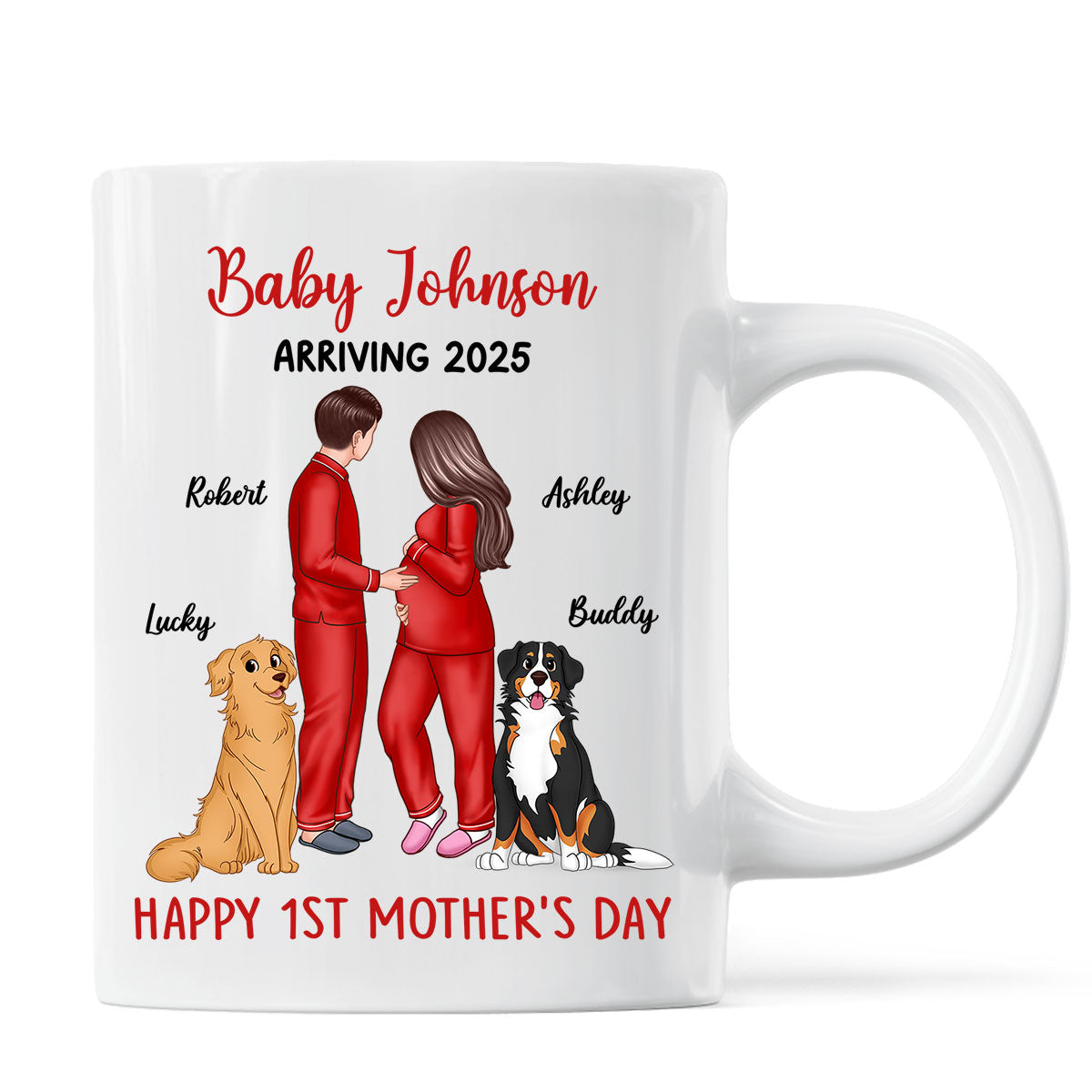 Baby Arriving Happy First Mother's Day Personalized Mug, Gift For Pregnant Mom, Expecting Mom