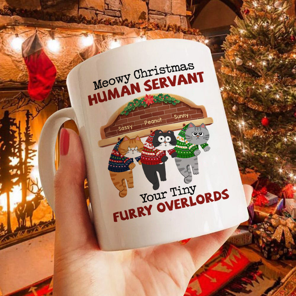 Meowy Christmas Human From Naughty Cats Personalized Mug, Christmas Gift