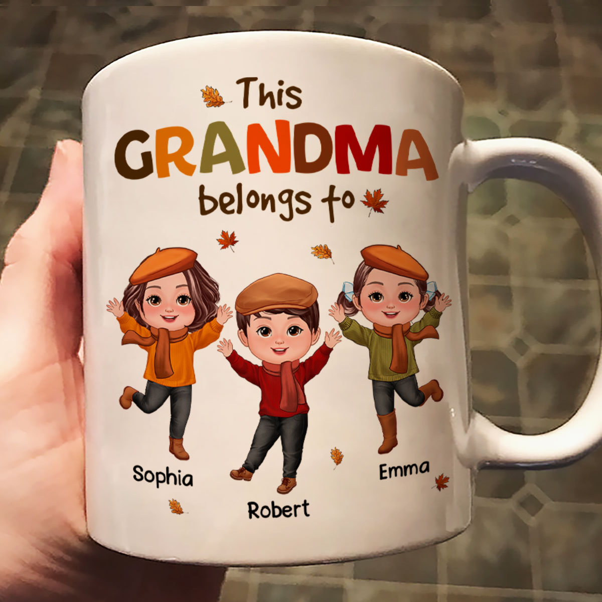 This Grandma Mom Belongs To Fall Season Personalized Mug