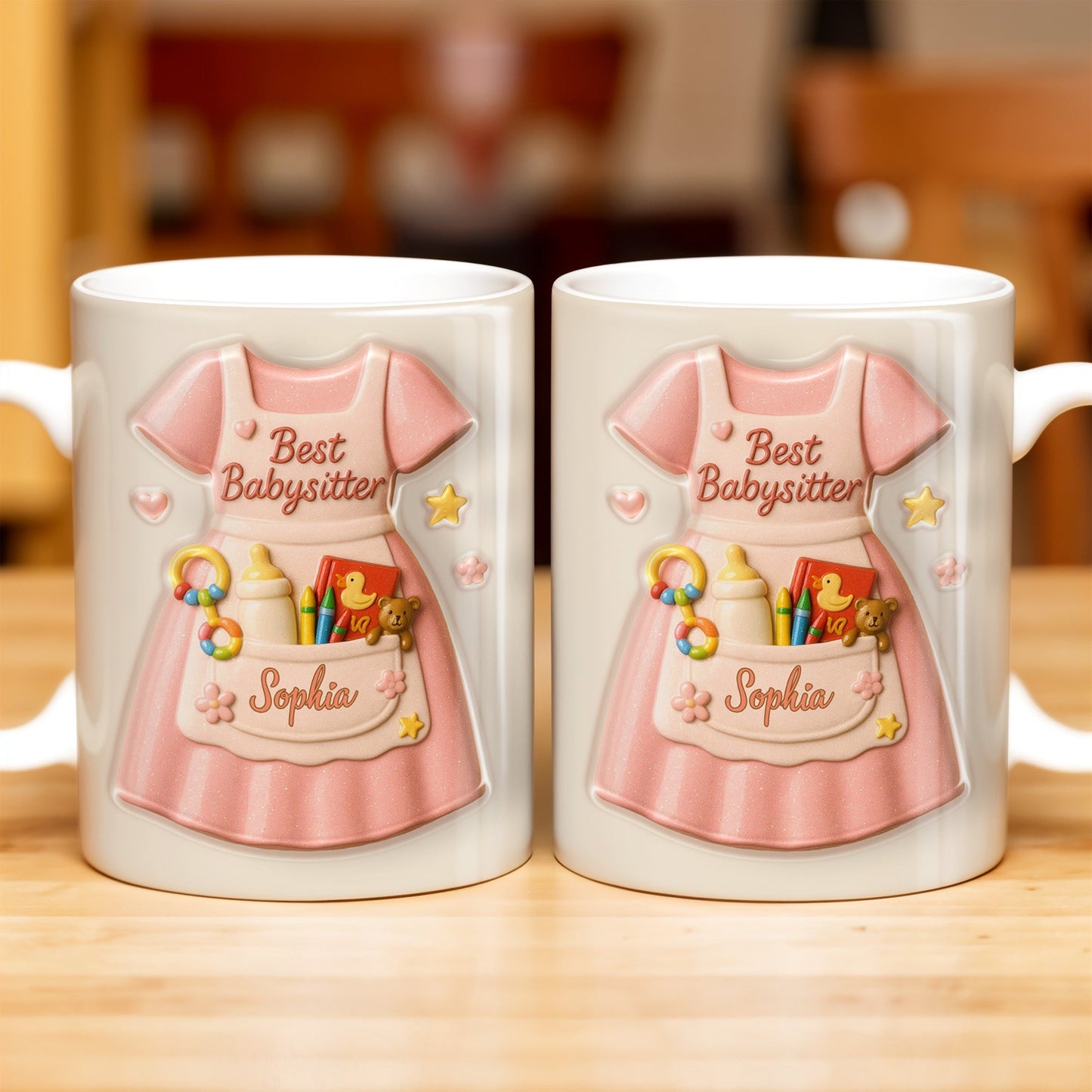 Best Babysitter With Children's Toys And Dress Design - Personalized Custom Coffee Mug - JBS001_MG