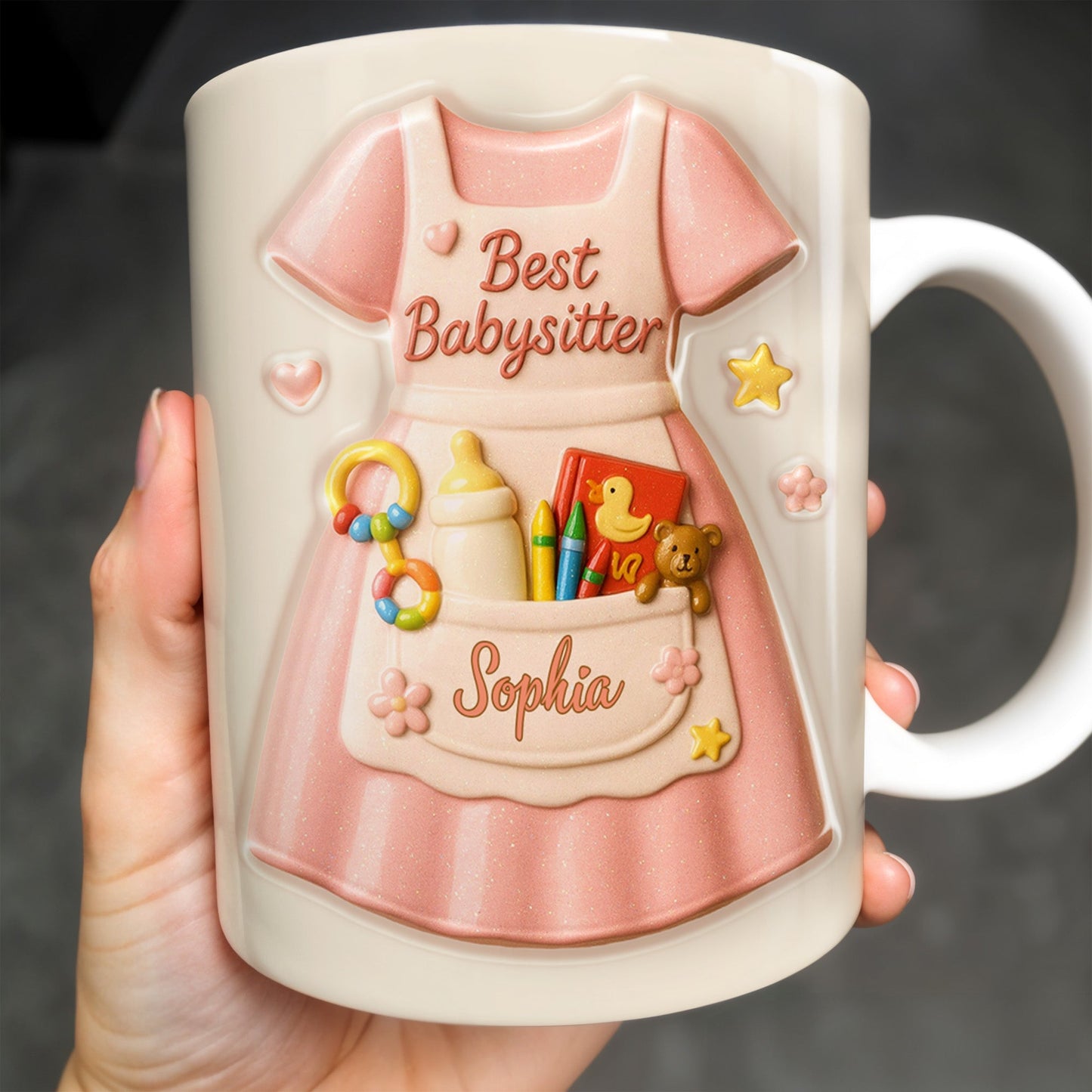 Best Babysitter With Children's Toys And Dress Design - Personalized Custom Coffee Mug - JBS001_MG