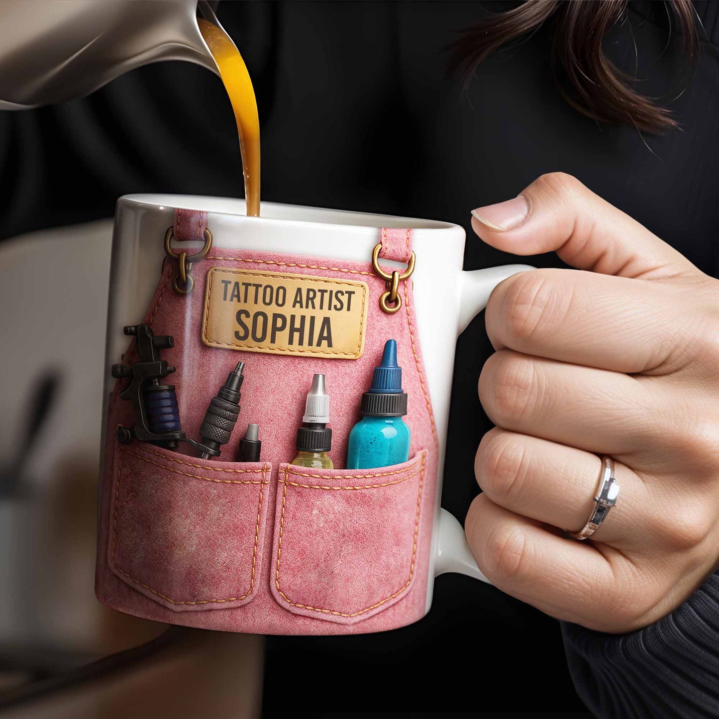 Tattoo Artist Customized Name With Tattoo Machines And Ink Bottles - Personalized Custom Coffee Mug - JBS002_MG