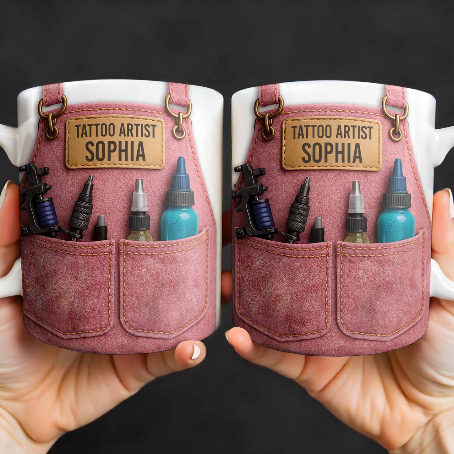 Tattoo Artist Customized Name With Tattoo Machines And Ink Bottles - Personalized Custom Coffee Mug - JBS002_MG