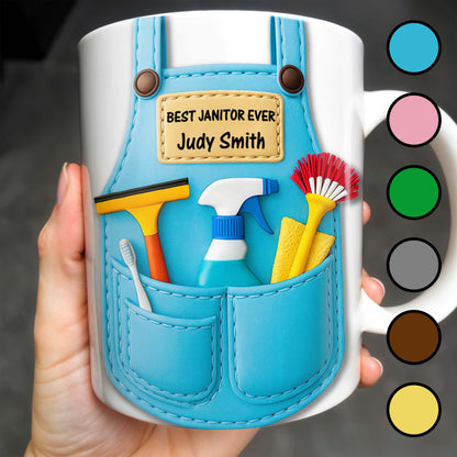 Best Janitor Ever With Janitorial Tools - Personalized Custom Coffee Mug - JBS003_MG