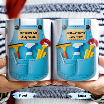 Best Janitor Ever With Janitorial Tools - Personalized Custom Coffee Mug - JBS003_MG