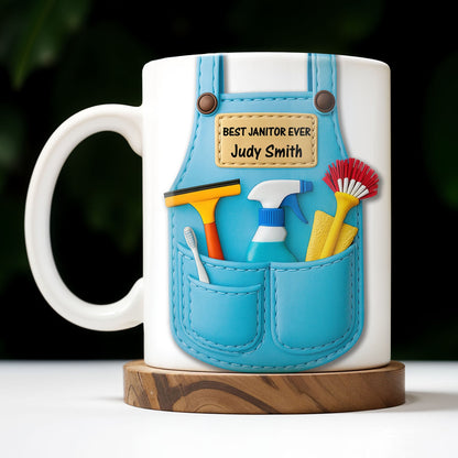 Best Janitor Ever With Janitorial Tools - Personalized Custom Coffee Mug - JBS003_MG