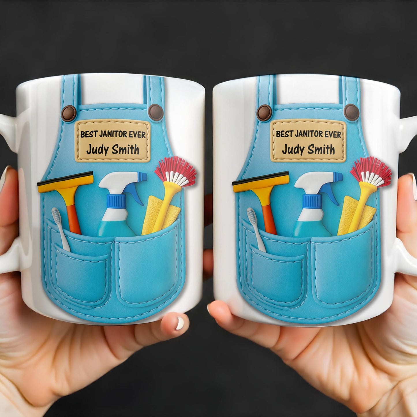 Best Janitor Ever With Janitorial Tools - Personalized Custom Coffee Mug - JBS003_MG
