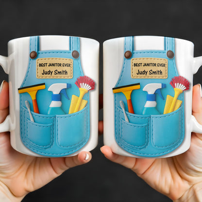 Best Janitor Ever With Janitorial Tools - Personalized Custom Coffee Mug - JBS003_MG