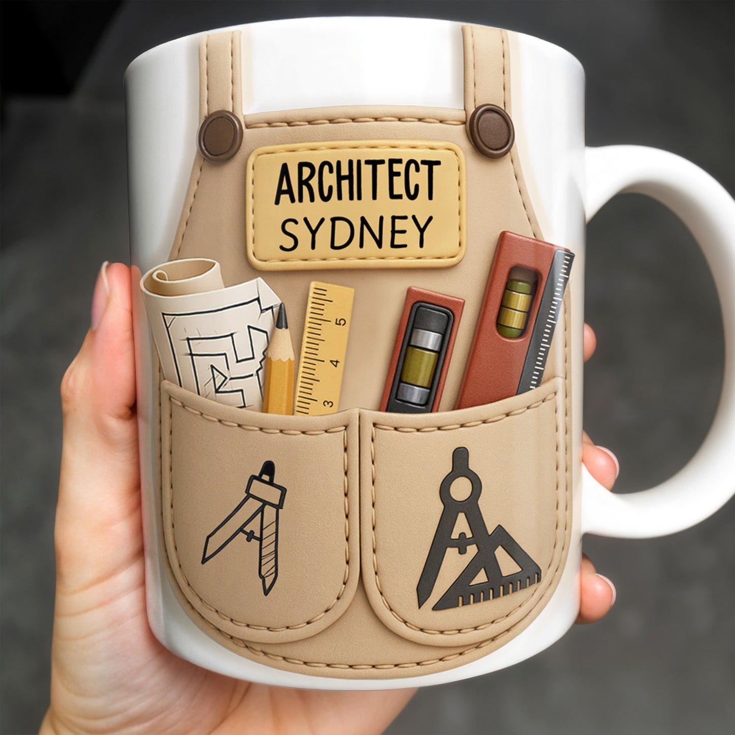 Celebrate Your Creativity With Blueprint And Tools Design - Personalized Custom Coffee Mug - JBS004_MG