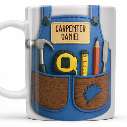 Carpenter Daniel Hammer, Tape Measure, Pencil, Saw - Personalized Custom Coffee Mug - JBS006_MG