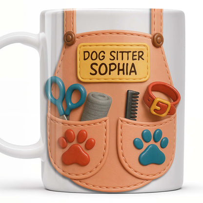 Dog Sitter Customizable Name With Paw Prints And Pet Care Essentials - Personalized Custom Coffee Mug - JBS014_MG