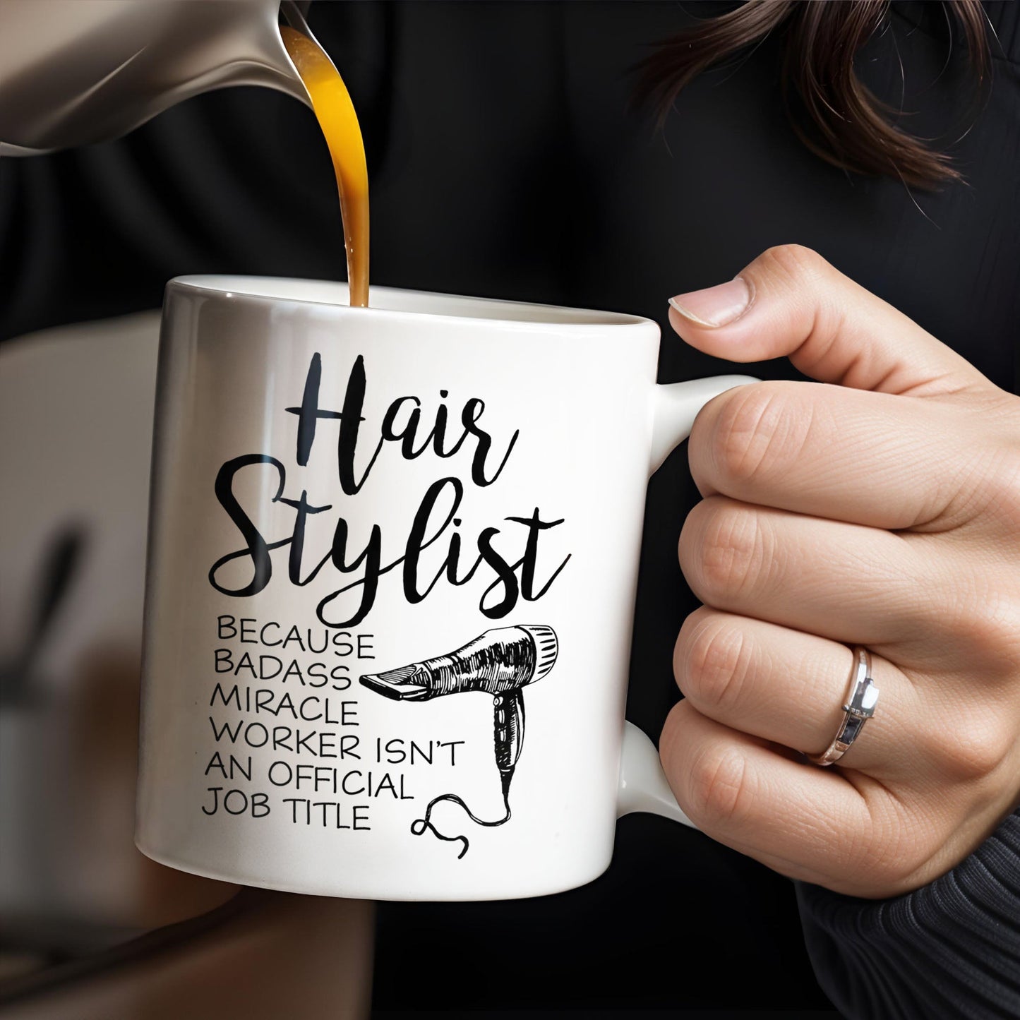 Hair Stylist Because Badass Miracle Worker - Personalized Custom Coffee Mug - JBS024_MG