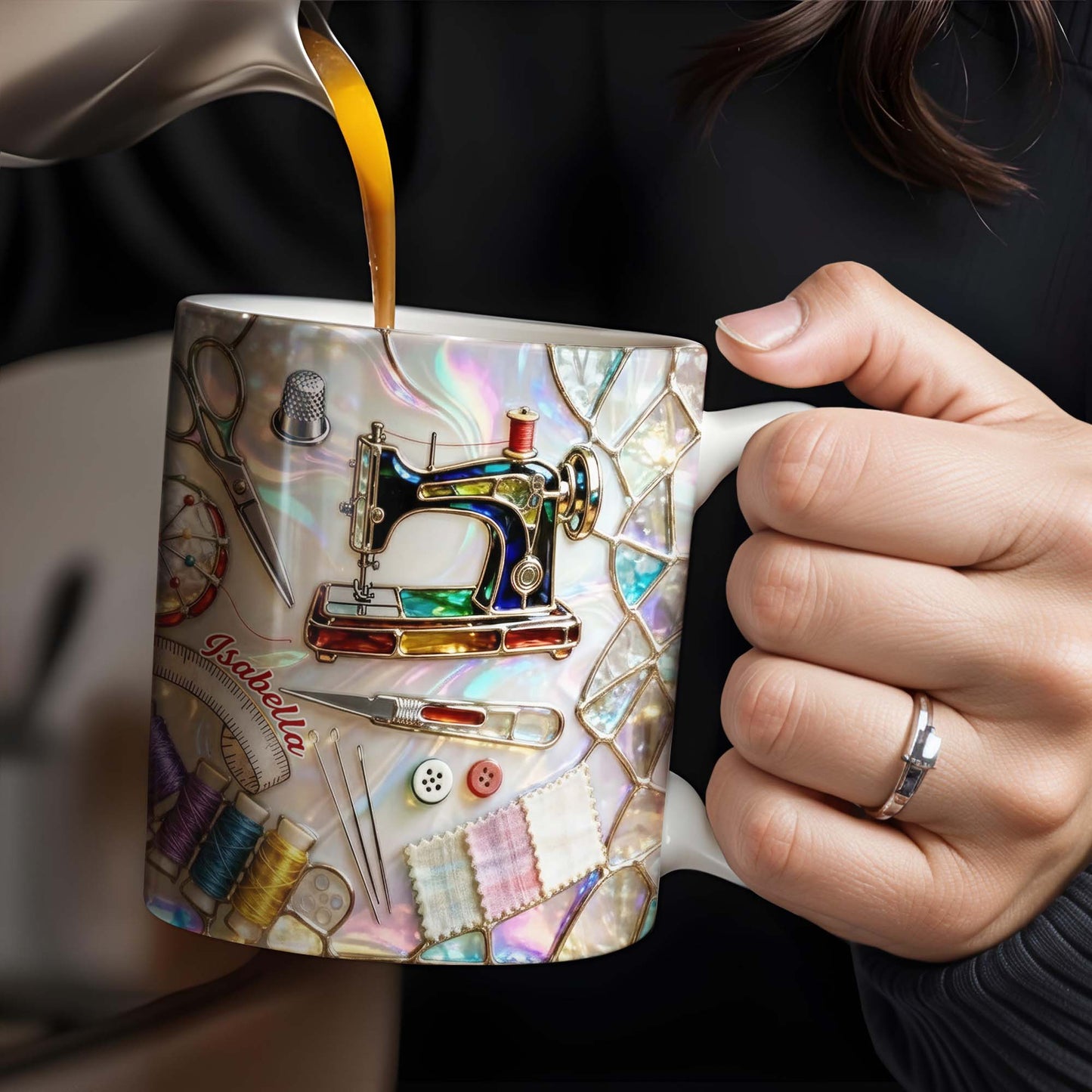 Celebrate The Art Of Crafting With Essential Sewing Tools Design - Personalized Custom Coffee Mug - JBS043_MG
