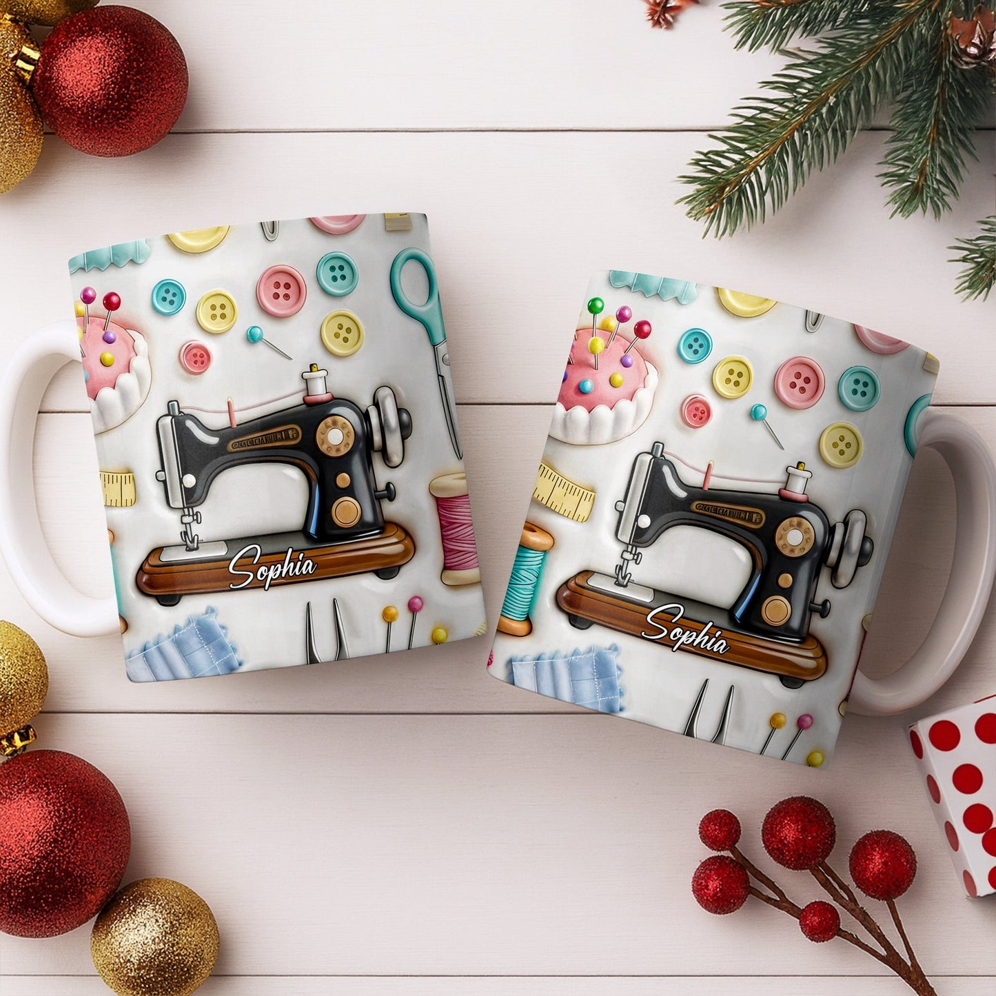 Creative Sewing Machine And Accessories Gift - Personalized Custom Coffee Mug - JBS046_MG