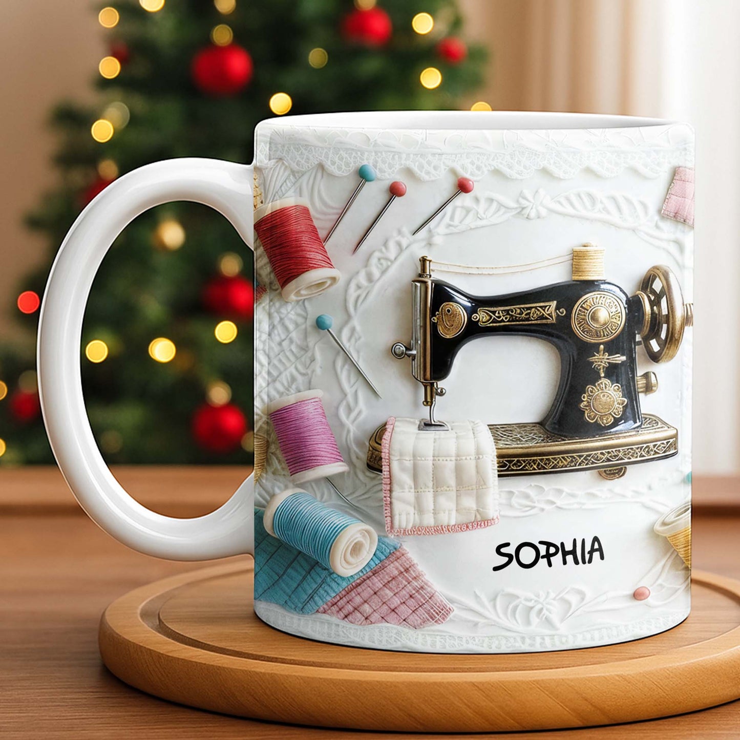 A Perfect Gift For The Passionate Crafter With Vintage Sewing Machine And Thread - Personalized Custom Coffee Mug - JBS049_MG