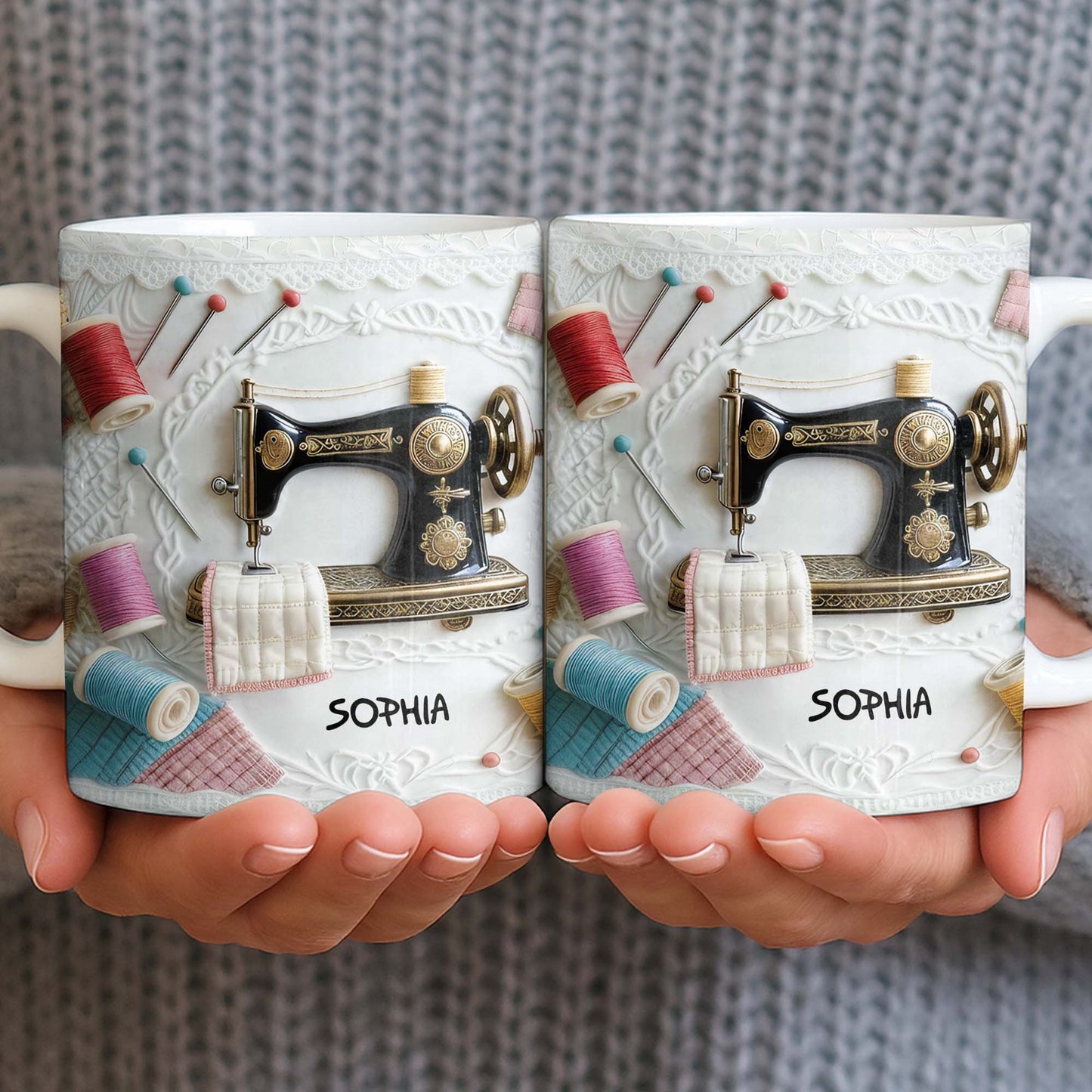 A Perfect Gift For The Passionate Crafter With Vintage Sewing Machine And Thread - Personalized Custom Coffee Mug - JBS049_MG