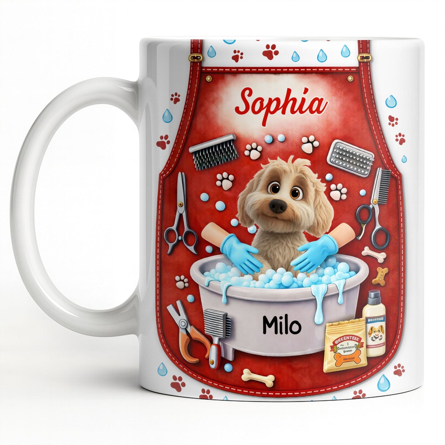 Customizable Dog Grooming Coffee Mug With Dog And Supplies - Personalized Custom Coffee Mug - JBS055_MG