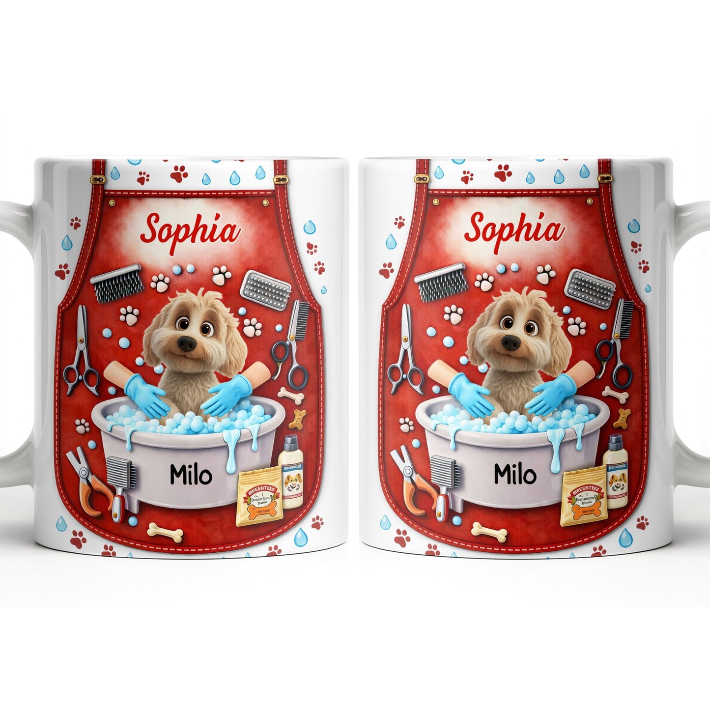 Customizable Dog Grooming Coffee Mug With Dog And Supplies - Personalized Custom Coffee Mug - JBS055_MG