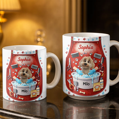 Customizable Dog Grooming Coffee Mug With Dog And Supplies - Personalized Custom Coffee Mug - JBS055_MG