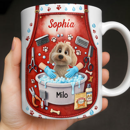 Customizable Dog Grooming Coffee Mug With Dog And Supplies - Personalized Custom Coffee Mug - JBS055_MG