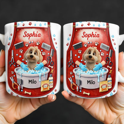 Customizable Dog Grooming Coffee Mug With Dog And Supplies - Personalized Custom Coffee Mug - JBS055_MG