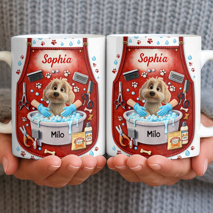 Customizable Dog Grooming Coffee Mug With Dog And Supplies - Personalized Custom Coffee Mug - JBS055_MG