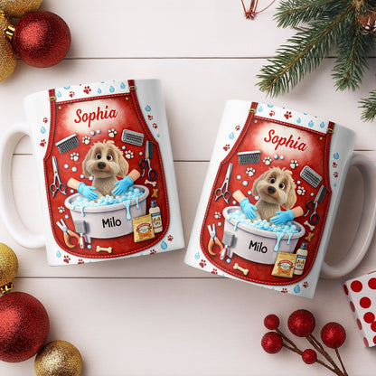 Customizable Dog Grooming Coffee Mug With Dog And Supplies - Personalized Custom Coffee Mug - JBS055_MG