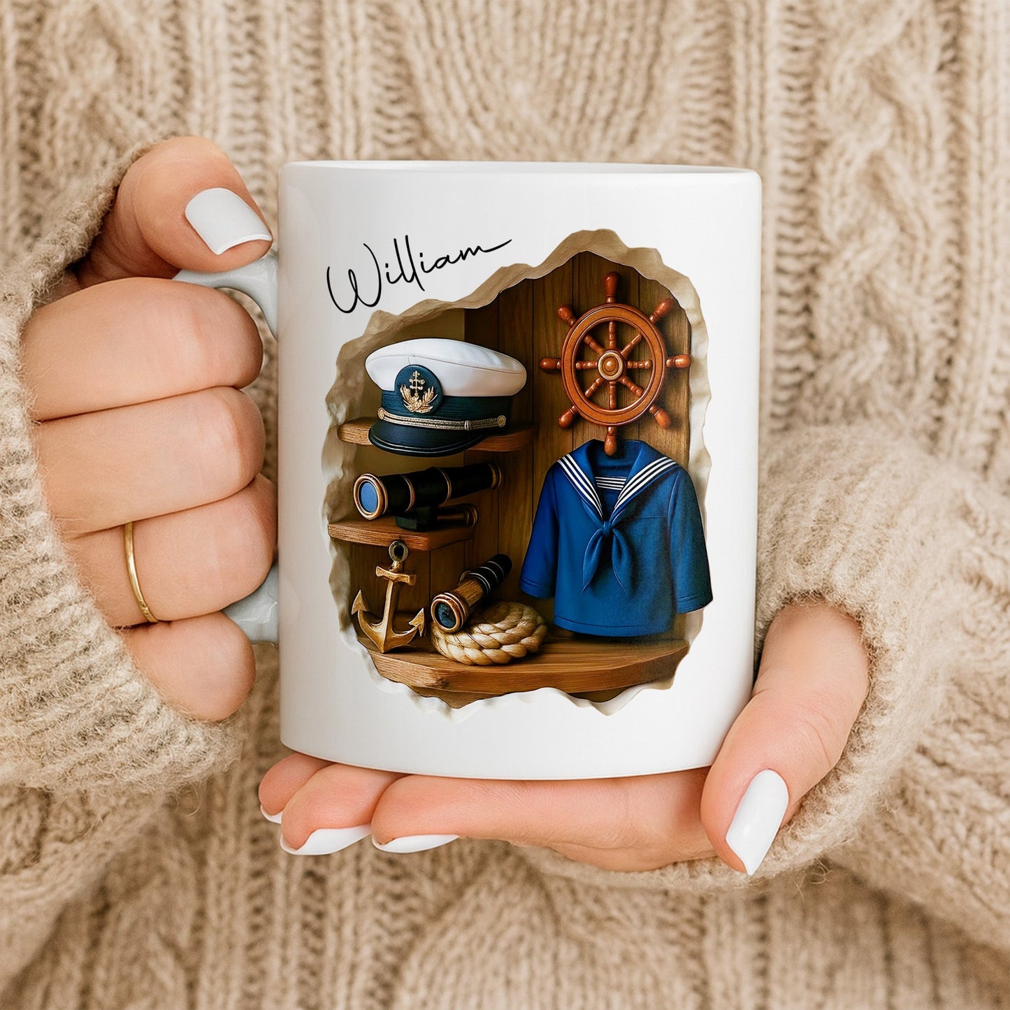 Celebrate The Spirit Of Adventure With A Marine Theme - Personalized Custom Coffee Mug - JBS056_MG