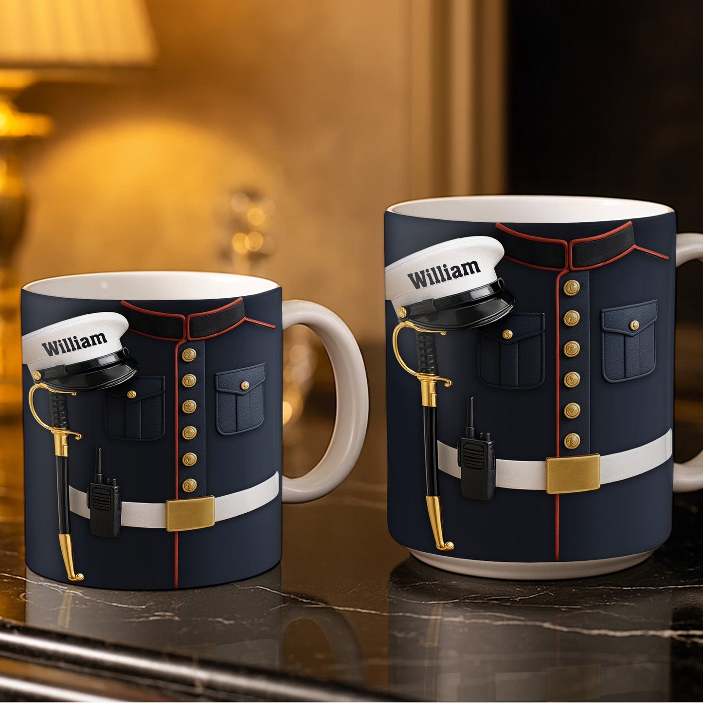 Customizable Design For Our Bravest Featuring Police Uniform - Personalized Custom Coffee Mug - JBS064_MG