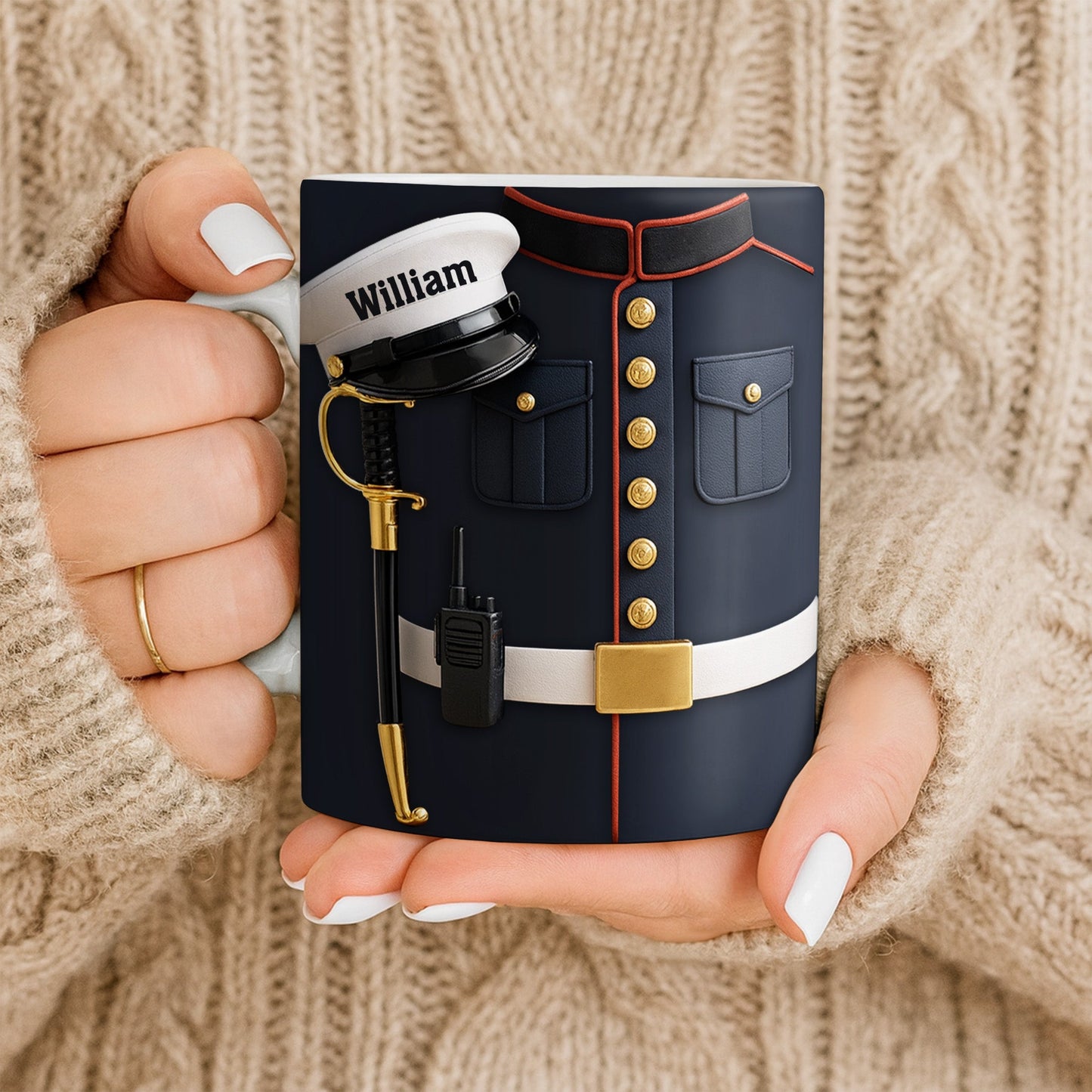 Customizable Design For Our Bravest Featuring Police Uniform - Personalized Custom Coffee Mug - JBS064_MG